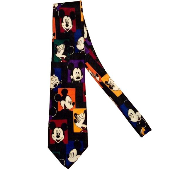 Vintage Balancine Inc Disney Color Block Expressions Of Mickey Mouse Necktie - Picture 1 of 3
